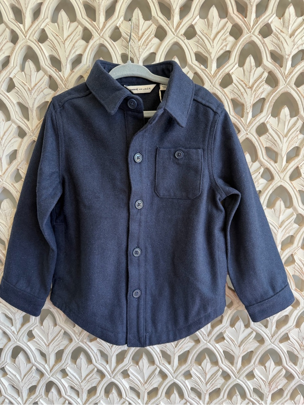 Janie and Jack Boys 3-4 Navy Wool Blend Shirt Jacket Shacket